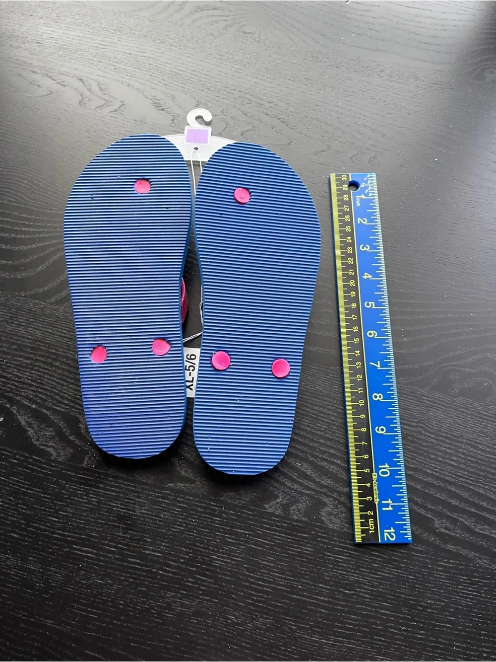 Xhilaration Girls Flip Flops Blues Gail Blue Pink Glitter Size XL 5/6 New